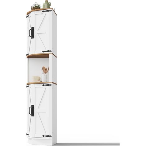 Armario esquinero de cocina 39,5x39,5x180 cm con 5 compartimentos MDF blanco HOMVRA (1/4)