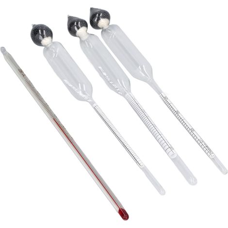 3 pièces alcoomètre ménager densimètre à alcool avec 1 thermomètre éprouvette en verre (1/5)