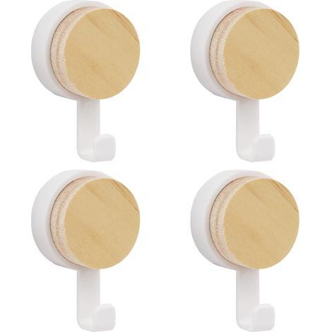 Lntyq 4 Pièces Patere Murale, Crochets à Serviettes Muraux Adhésifs pour Chambre à Coucher, Salon, Blanc, plastique, 6.34cm (1/5)
