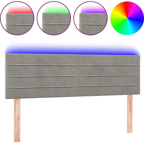 Maison Exclusive - Cabecero con LED de terciopelo gris claro 144x (1/5)