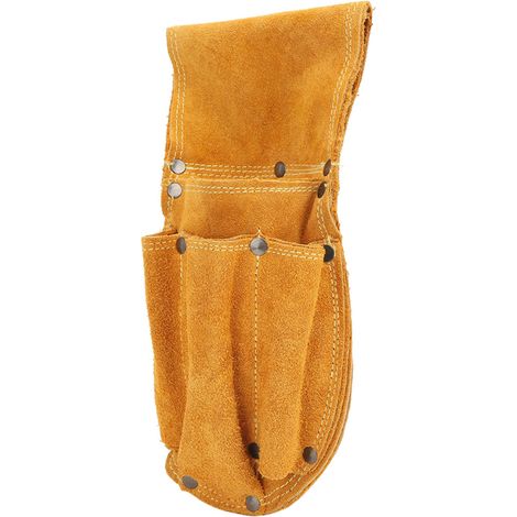 Sacoche à outils épaisse et résistante en cuir de vachette jaune multifonctionnel pour le rangement des outils. (1/5)