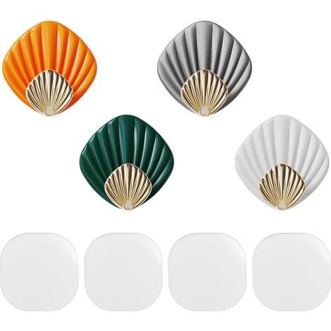 Set mit 4 farbenfrohen Klebehaken für Muschelhandtücher, kein Bohren erforderlich, Klebehaken für Badezimmer, Küche usw. (1/5)