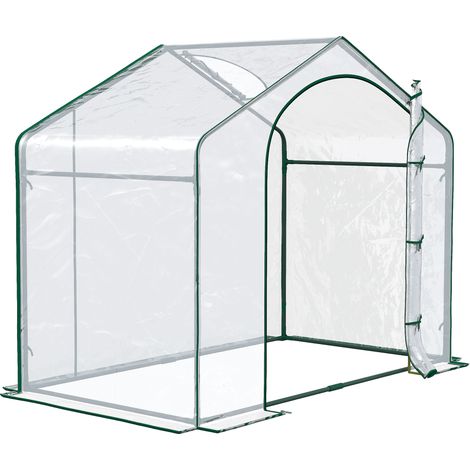 Serre de jardin en plastique et acier, 180x100x152 cm, transparente, avec fermeture à glissière et aération haute. (1/5)