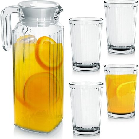 Set di brocca + 4 bicchieri in vetro, Ye9000500, Excellent Houseware (1/5)