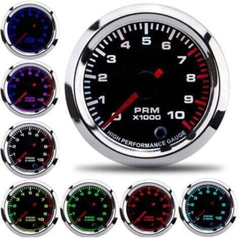 Car Tachometer, 12V Tachometer Display 52mm/2in 0-10,000 RPM, Universal 7 Color LCD Speedometer with Measuring Range (1/4)