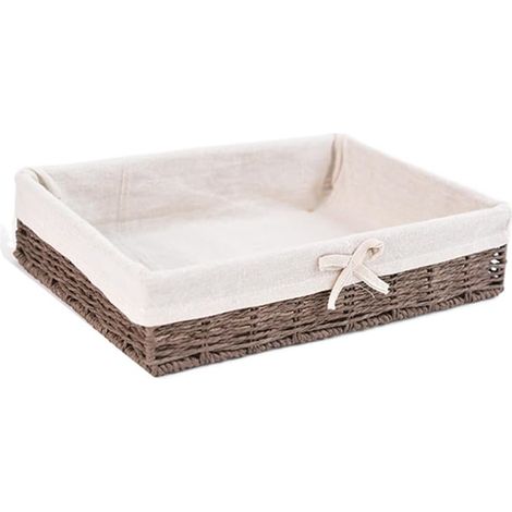 Paniers de rangement en jonc de mer, paniers de rangement en osier naturel, pour articles ménagers, collations, fruits, débris, panier de rangement (35 x 25 x 8,5 cm, marron) (1/5)