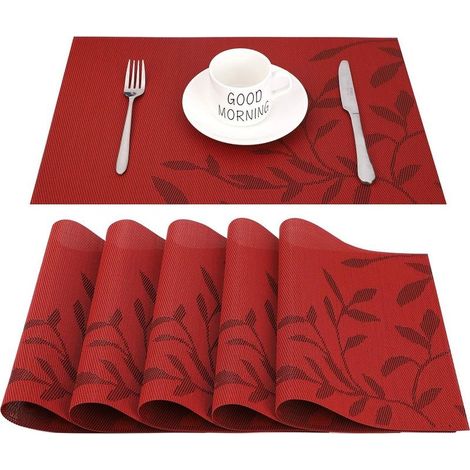 Sets de table lavables antidérapants Résistants à l'usure et à la chaleur Lot de 6 Dimensions 30x45 cm Antibactériens et résistants à la moisissure (1/5)