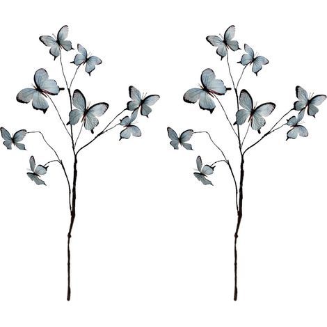 Fleur papillon réaliste en soie à 8 têtes, 2-Bleu profond (1/2)