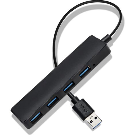 Hub USB,4 Ports USB Hubs Portable Multi USB avec 3 USB 2.0, 1 USB 3.0 pour Laptop,Noir (1/5)