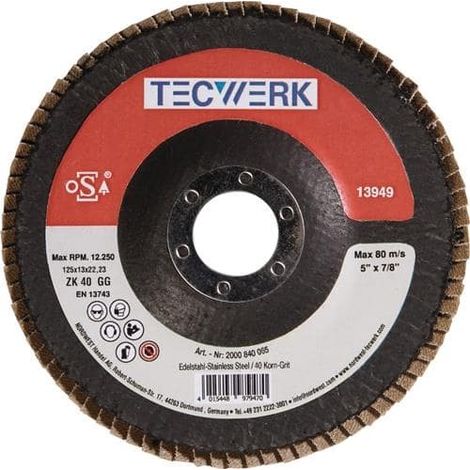 TECWERK Fächerscheibe D.125mm K.40 kon.Alu.SCg TECWERK (1/2)