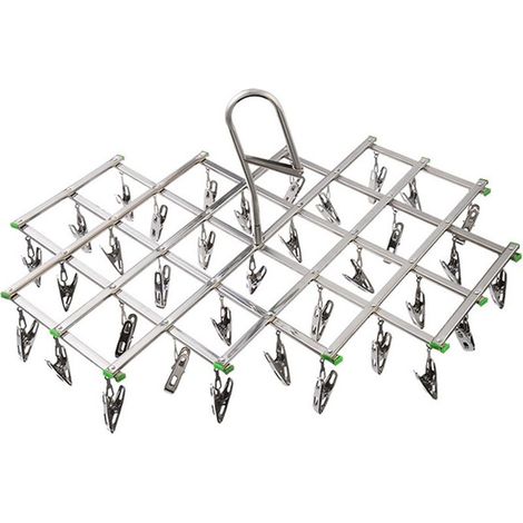 Étendoirs en Acier Inoxydable avec 35 Pinces à Linge pour Chaussettes, Shorts, sous-Vêtements et Vêtements de Bébé (1/5)