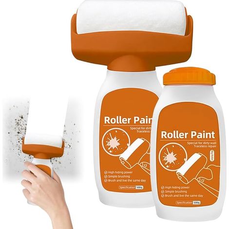 Brosse Roulante de Réparation Murale,1000g Retouche Peinture Blanc Mur,Brosse à Rouleau Avec pâte de RéParation Murale Petit Portable Peinture de Réparation Murale pour Taches Graffitis Rayures (1/5)