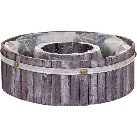 Cesto redondo de madera gris 36x36x11 (1/5)