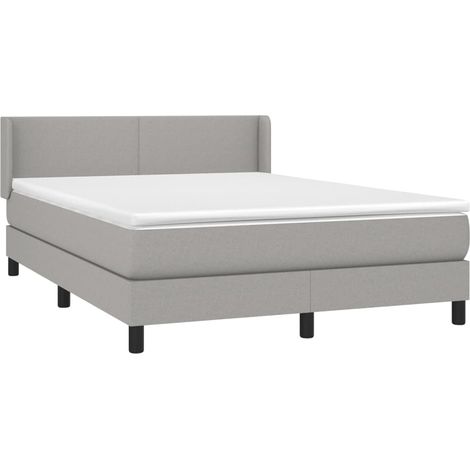 Sommier à lattes de lit avec matelas Gris clair 140x200cm Tissu vidaXL (1/5)