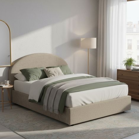 Talamo Italia Cama matrimonial Giulia, Cama contenedor con revestimiento de tela, 100% Made in Italy, Apertura frontal, adecuado para colchón Cm 160x200, Tórtola, con embalaje reforzado (1/5)