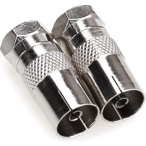 Adaptateur de connecteur TV T/F vers antenne coaxiale RF type F mâle vers 9,5 TV femelle - Argent - 2 broches