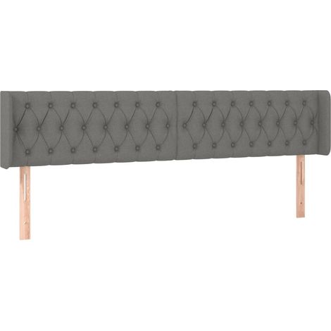 Testiera letto accessorio camera da letto mobili LED 203 x 16 x 78/88 cm tessuto grigio scuro TDL0201054
