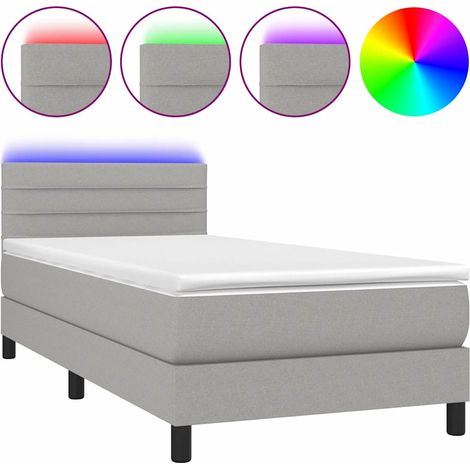 Maison Exclusive - Boxspringbett mit Matratze & LED Hellgrau 90x2 (1/5)