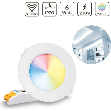 MiBoxer RGB+CCT LED Einbaustrahler rund 6W Ø118mm 2.4GHz WiFi ready FUT068 - Farbe: weiß (1/5)