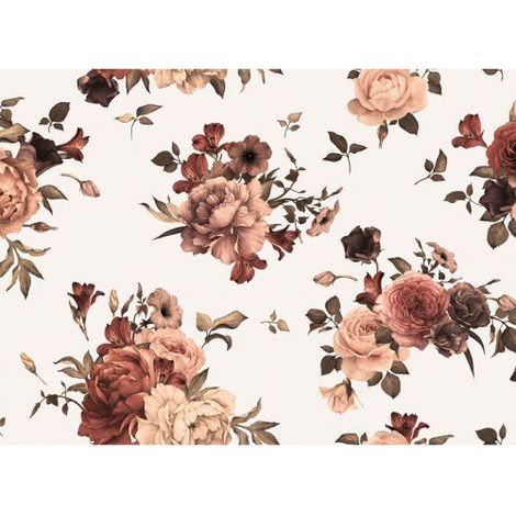 Papier peint panoramique floral pour bureau Tapisserie panoramique rose élégante motif floral Papier peint panoramique nature idéal pour chambre (1/4)