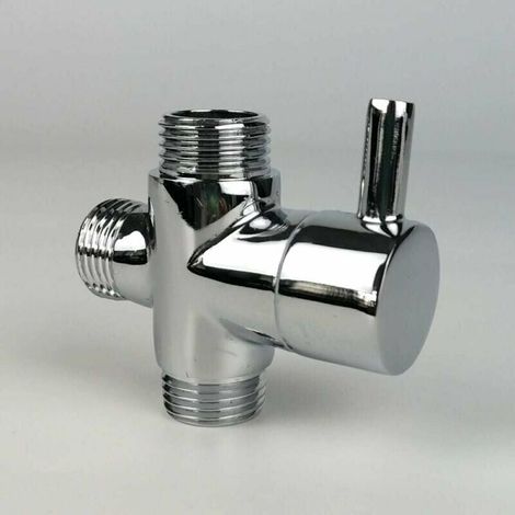 Une vanne de dérivation, filetage extérieur G1/2 Adaptateur en T pour robinet en laiton chromé, salle de bain (1/5)