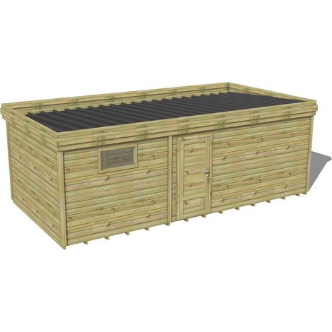 ABRI DE JARDIN bois traité 27mm, 7,4x4,3m, 32m2, Plancher (1/3)