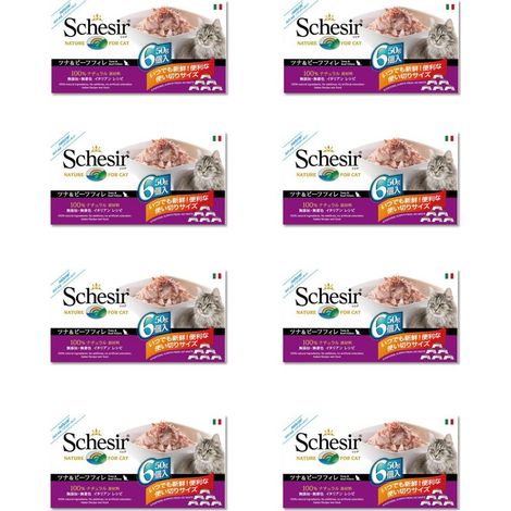 Schesir Double Taste, Cibo Umido per Gatti Adulti al Gusto Tonnetto con Manzo - Totale 2.4Kg (48 Lattine Da 50g) (1/5)
