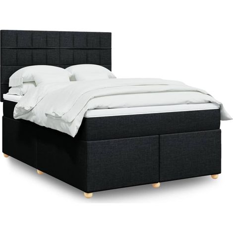 Boxspringbett mit Matratze Schwarz 160x200 cm Stoff