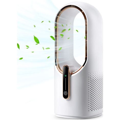 Ventilateur de bureau sans pales, 30 cm (11,8 pouces), petit, silencieux, 3 vitesses, commandes tactiles, Chargement USB