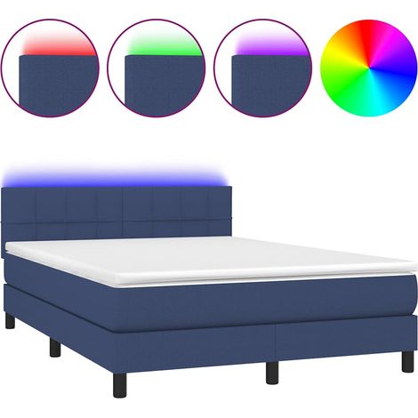 Maison Exclusive - Boxspringbett mit Matratze & LED Blau 140x200 (1/5)