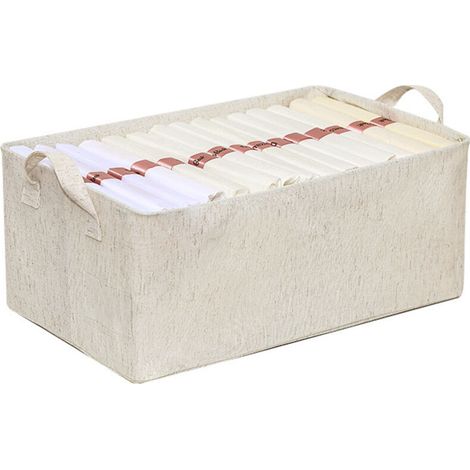 Boîte De Rangement - Coton Lin - 47 x 28 x 20 cm - Pliable - Pour Armoire Tiroir Dressing - 1 Pièce (1/5)