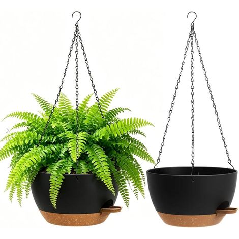 ébène mat Marron – 25cm Pot de Fleur Suspendu Auto arrosants, Lot de 2 haut de gamme top vente top vente (1/5)