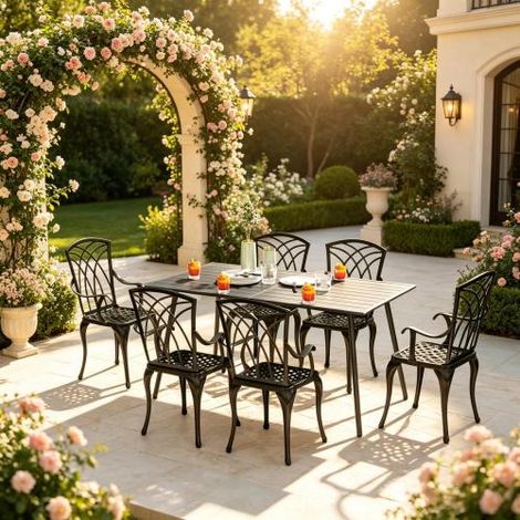 Elegante tavolo da patio, moderno tavolo da giardino, pratico tavolo da pranzo per esterni, tavolo elegante (solo tavolo) in loco (1/5)