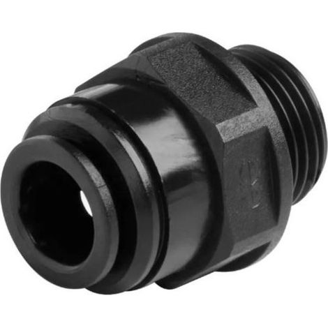 Union simple rigide mâle 1/4" (8x13) Push-Fit en acétal noir pour tuyau 4 mm