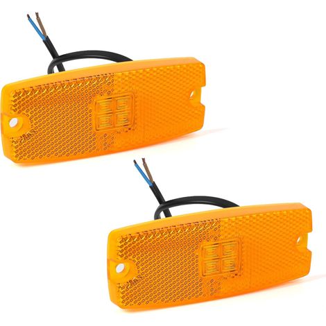 2 x Feux de Gabarit LED Jaune Feux de Position Latéral Position Avant de Camion Lampes Indicateurs avec Réflecteur pour Remorque Van Caravane un Camion 1030V (jaune) (1/5)
