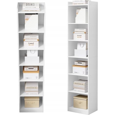 Weißes Standregal für Bücher, hohe Regalböden, skandinavischer Pfosten, Loft-Schrank (1/5)