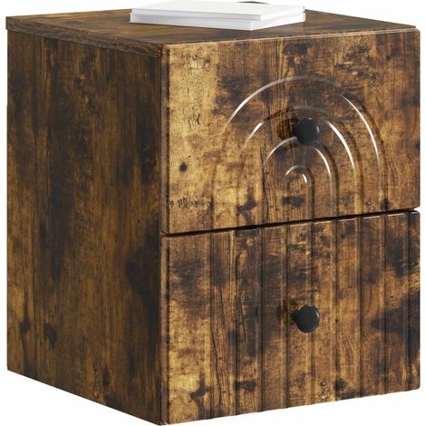 Maison Exclusive - Mobiletto da notte a muro Rovere Fumo 33 x 34,5 x 40 cm