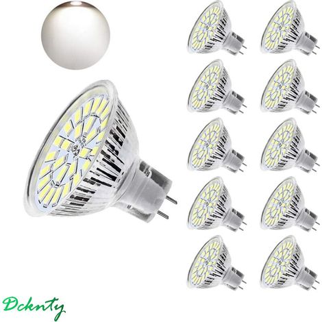 Lot de 10 Ampoules LED MR16 GU5.3 5W Équivalent 50W Blanc Froid 6000K 450LM 12-24V Non Dimmable Classe F (1/4)