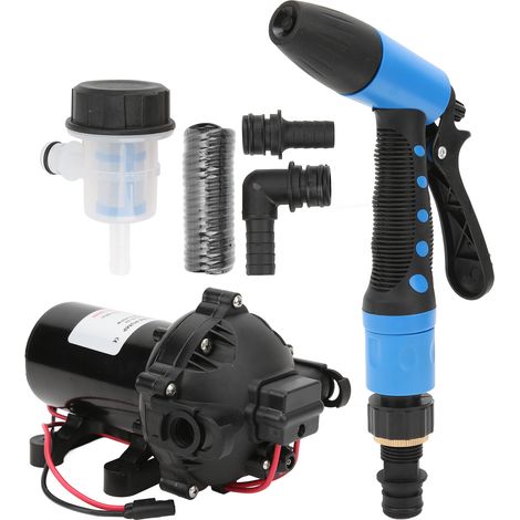 Kit de pompe de lavage 24 V, débit 5,0 GPM, pression de 70 PSI, hauteur de refoulement de 137,8 pieds, pour camping-car, bateau, yacht (1/5)