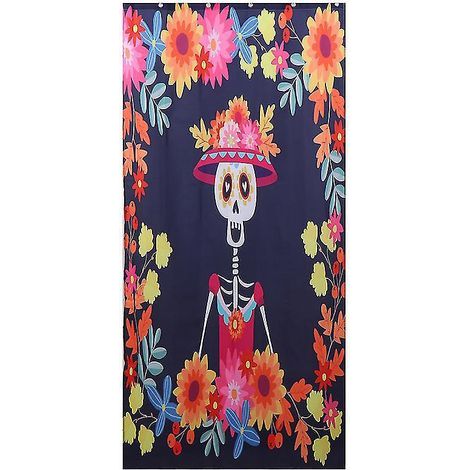 1 toile de fond squelette pour décorations d'Halloween (1/3)