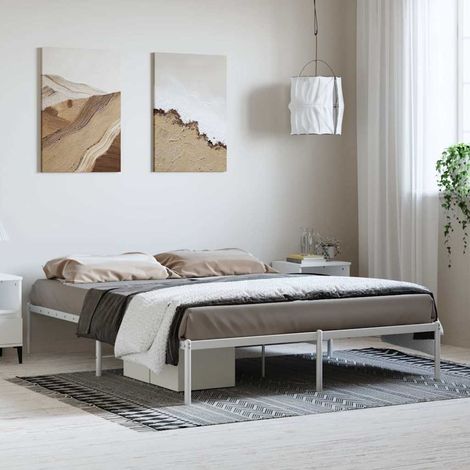 Estructura de cama sin colchón metal blanco 150x200 cm (1/5)