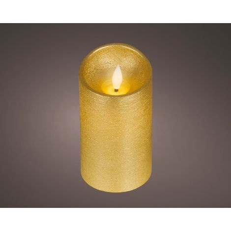 Candela LED in cera effetto fiamma D 7,5 cm altezza 13,5 cm oro Peraga Christmas