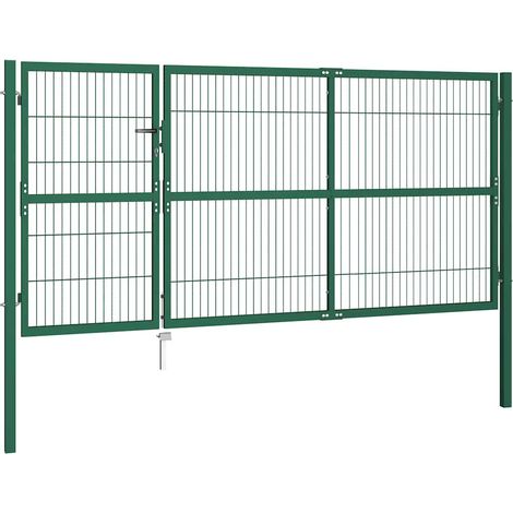 Maison Exclusive - Gartentor mit Pfosten 350x140 cm Stahl Grün (1/5)