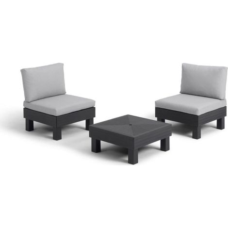 KETER - Lot 2 Fauteuils et table basse Elements - Anthracite