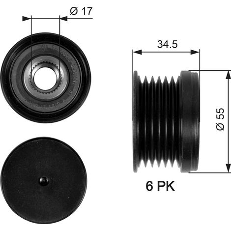 Poulie roue libre, alternateur Gates OAP7090 AUDI 03C 903 119 D 03C903119