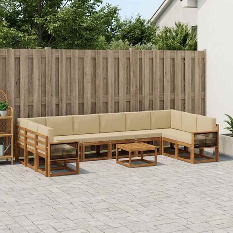 vidaXL Outdoor-Sofagarnitur 11 pcs Natur und Beige Massivholz Akazie (1/5)