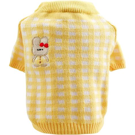 Pull en tricot pour animaux de compagnie ( plaid jaune L)