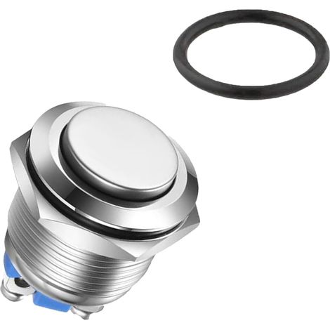 Bouton De Démarrage Rond, 16mm IP67 Commutateurs Boutons Poussoirs Momentanés en Métal, SPST Voiture Commutateur Coque en Alliage d'Aluminium Étanche 3A/12V 24V 36 DC Bouton Étanche (1/5)