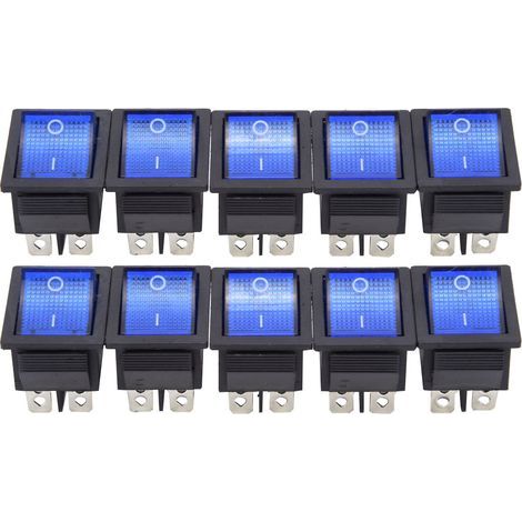 Interrupteur à Bascule KCD4 6 Broches en Plastique Bleu avec Lumière, Panneaux de Haute qualité, Excellente Finition, 10 Pièces Interrupteur à Bascule à Installation Facile pour (1/5)