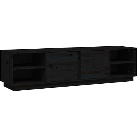 Meuble TV, Étagère TV, Meuble de Salon, Noir 156x40x40 cm Bois de pin massif OIB2228E (1/5)